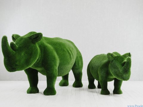 Садовая скульптура - Два носорога